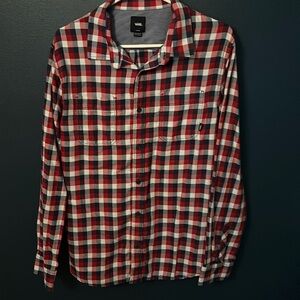 Vans Red and Black Plaid Casual Button Down Shirt